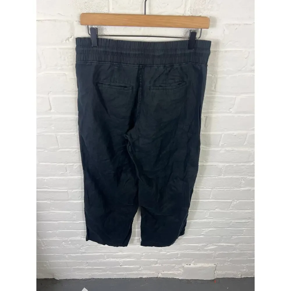 Athleta Women's Cabo Linen Jogger Pants Straight Leg Black Size 8 Petite - Picture 3 of 5